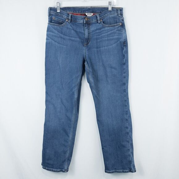 Duluth Trading Company Daily Denim Flannel Lined Straight Leg Jeans Womens 12x29 - Picture 1 of 16